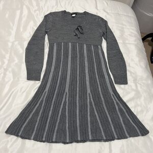 Venus Sweater Dress Womens S Gray Pleated Skirt Babydoll Romantic Stretch Empire